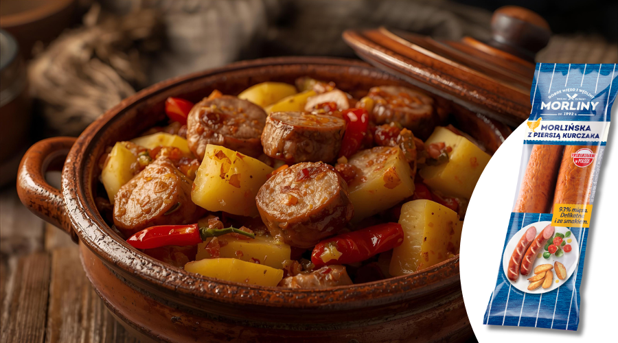 Gulasch mit Wurst und Kartoffeln